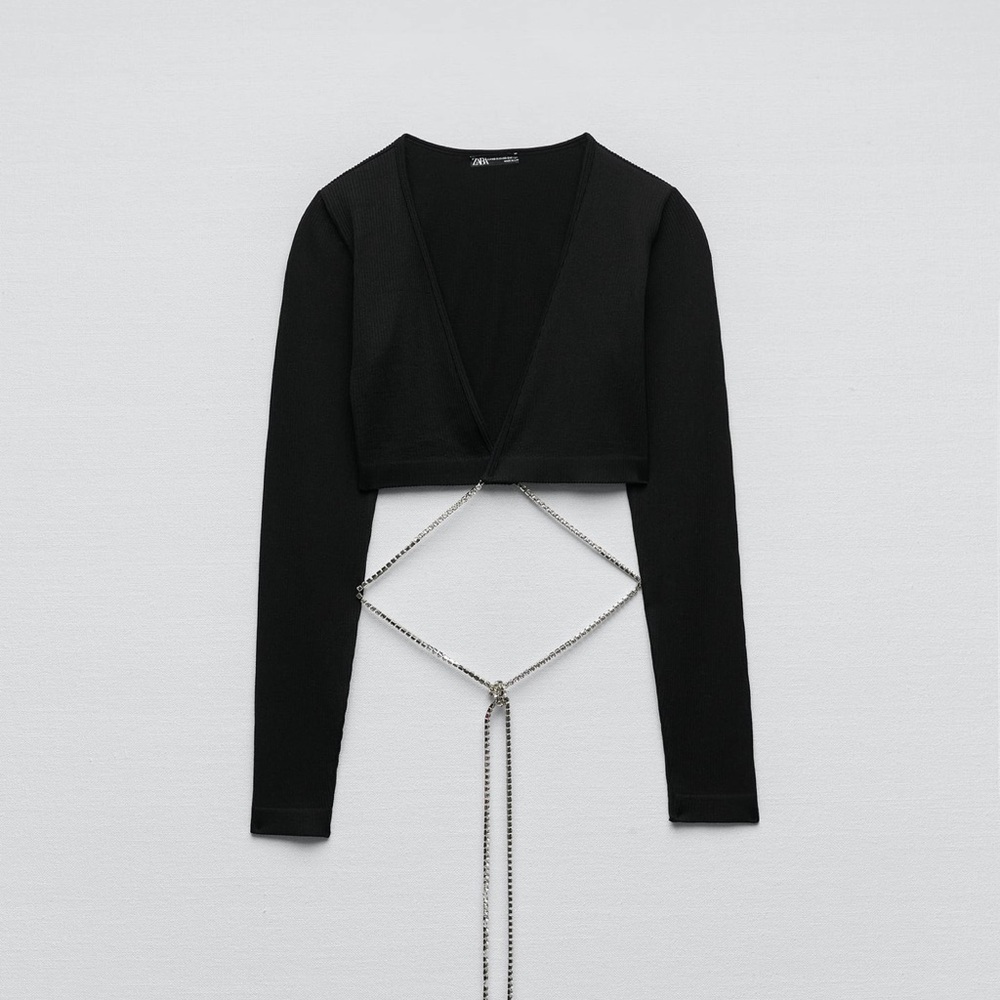 *New W/Tags| Zara Seamless Rhinestone Top